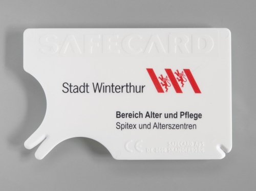 LOGODRUCK ZECKENKARTE SAFECARD ab 250 Stück auf Anfrage